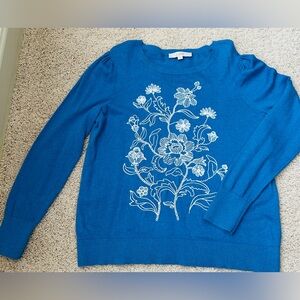 Loft floral embroidered sweater XL